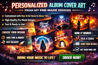 provide personalized album cover art from my pre made designs
