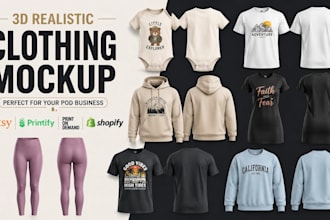 create 3d realistic clothing mockup for etsy printify  printondemand shopify