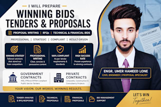 prepare winning bids, tenders, proposals writing, and rfqs