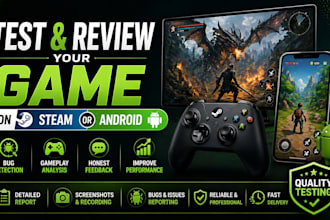 test and review your game on steam or android