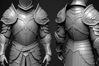 create detailed 3d cosplay model, amor, helmet, for games or printing