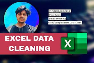 do perfectly vlookup, hlookup, excel data clean in 12 hrs