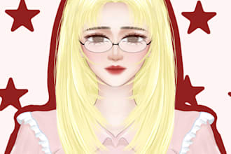 draw a girl character who is on the beach