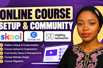 upload video course, setup lms skool online course circle so skool community