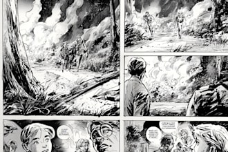 draw a comic book page illustration or webtoon episodes