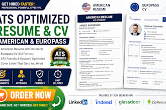 create american and europass CV and ats optimized resume and cover letter