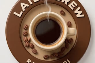 modern 3d coffee shop logo design in 24 hours