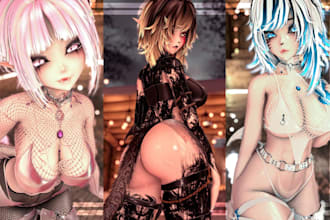 custom vrchat avatar, furry anime nsfw 3d model, vrc character vr chat humanoid