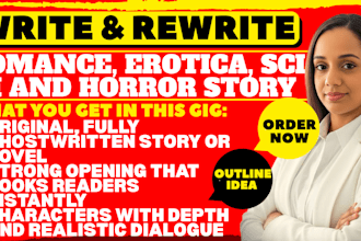 ghostwrite romance, erotica, sci fi and horror story or novel