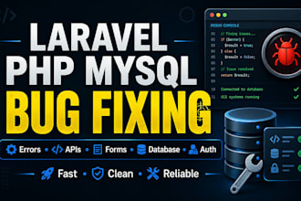fix bugs in your laravel PHP or mysql website