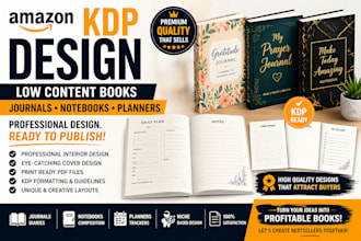 create KDP interior and cover for journals planners and notebooks