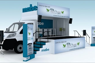 design virtual manufacturing 3d truck, realistic trailer stage event rendering