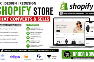 design shopify store redesign landingpage using ecomposer shogun gempage pagefly