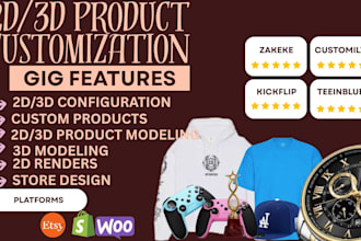 setup 2d 3d zakeke kickflip shopify product configurator customily teeinblue