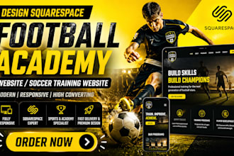design squarespace football academy website soccer training website sports