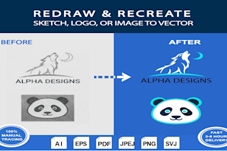 redraw and recreate sketch, logo or image to vector