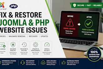 fix joomla php website errors malware removal recovery updates fix repair restor
