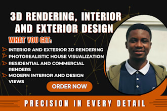 do 3d rendering interior exterior and house visualization
