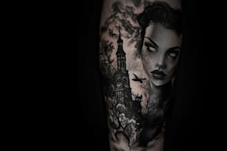 design custom negative space tattoo illustration modern