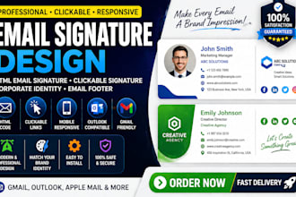 design professional corporate identity HTML email  clickable signature footer