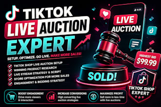 set up tiktok live auction store and optimize live selling for USA dropshipping