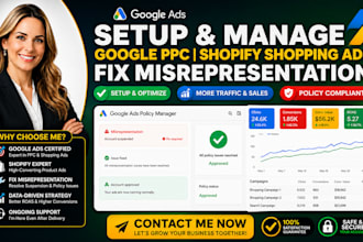 setup and manage google ppc adword shopify shopping ads fix misrepresentation