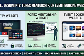 iptv, forex mentorship, event booking website, wordpress, wix website, elementor