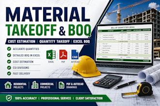 do material takeoff, construction cost estimation and boq