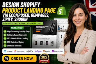 design shopify product landing page via ecomposer gempages zipify shogun