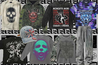 design your streetwear clothing brand in y2k,grunge,opium styles