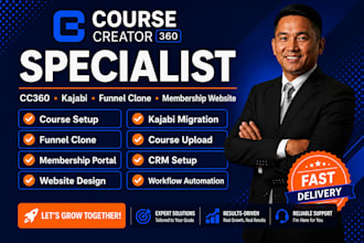 build course creator 360 funnel clone website ghl kajabi online course cc360