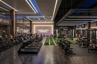 design gym interior, fitness center layout, home gym with realistic 3d render