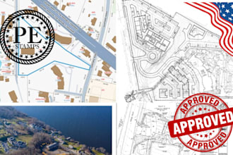 civil engineered drainage plan, site grading plan, water sewage permit drawings
