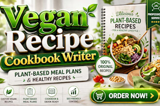 write a professional vegan recipe cookbook or plant based meal plan