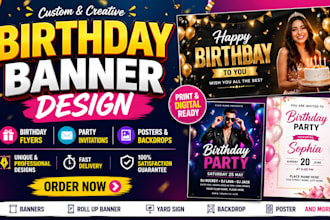 design custom birthday banner birthday flyer invitation poster party design