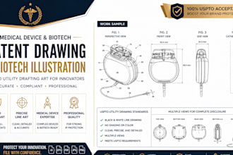 medical device patent drawing biotech illustration uspto utility drafting art