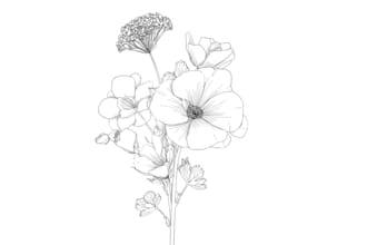 create botanical line art illustration, flower  illustration