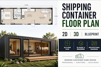design shipping container home floor plan 2d 3d blueprint tiny house