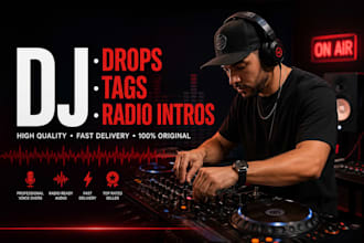 create dj drops, tags and radio drops with hype voice and sound effects