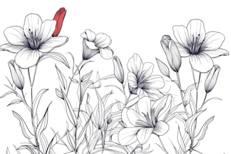 draw botanical and flower one line art illustration