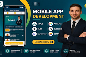 mobile app development, adalo, glide, flutterflow, airtable, bubble io, softr