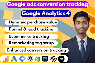 setup google ads conversion tracking, ga4 ecommerce tracking via GTM