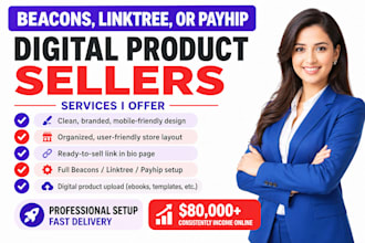 setup beacons ai linktree payhip store and upload digital products