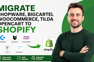 migrate shopware bigcartel woocommerce tilda opencart to shopify website