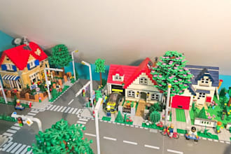 design a custom lego city moc with full interior and step by step instruction