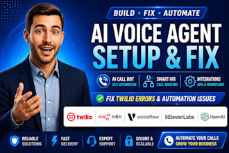 fix ai voice bot, twilio errors and setup ai IVR ghl system with automation