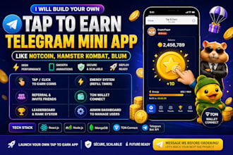 build a telegram mini app tap to earn clicker game like notcoin hamster kombat