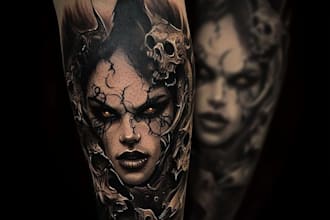 design custom skull tattoo illustration dark detailed style