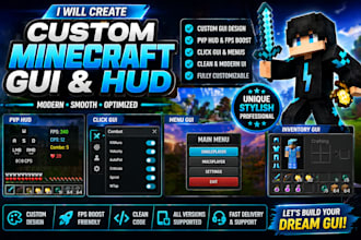 create custom minecraft gui hud, pvp gui, mod gui design and UI