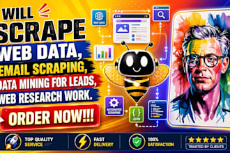 scrape web data email scraping data mining for leads, web research work